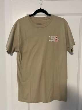 The Limited Rappers With Puppies Graphic Tee - Olive Green with Pink Accent